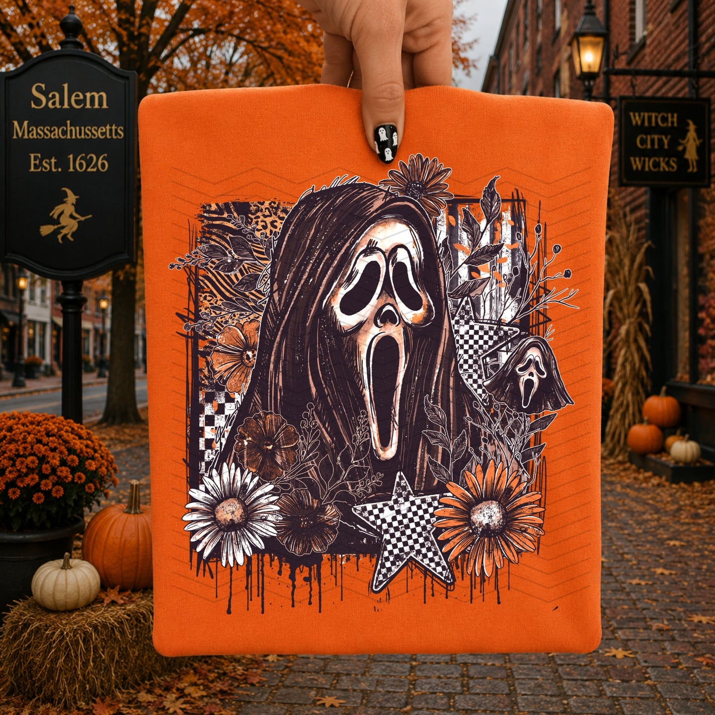 Floral Ghost Face | Shirt |Sweatshirt | Pullover | Hoodie | Crewneck | Long Sleeves | Fleece | Warmth