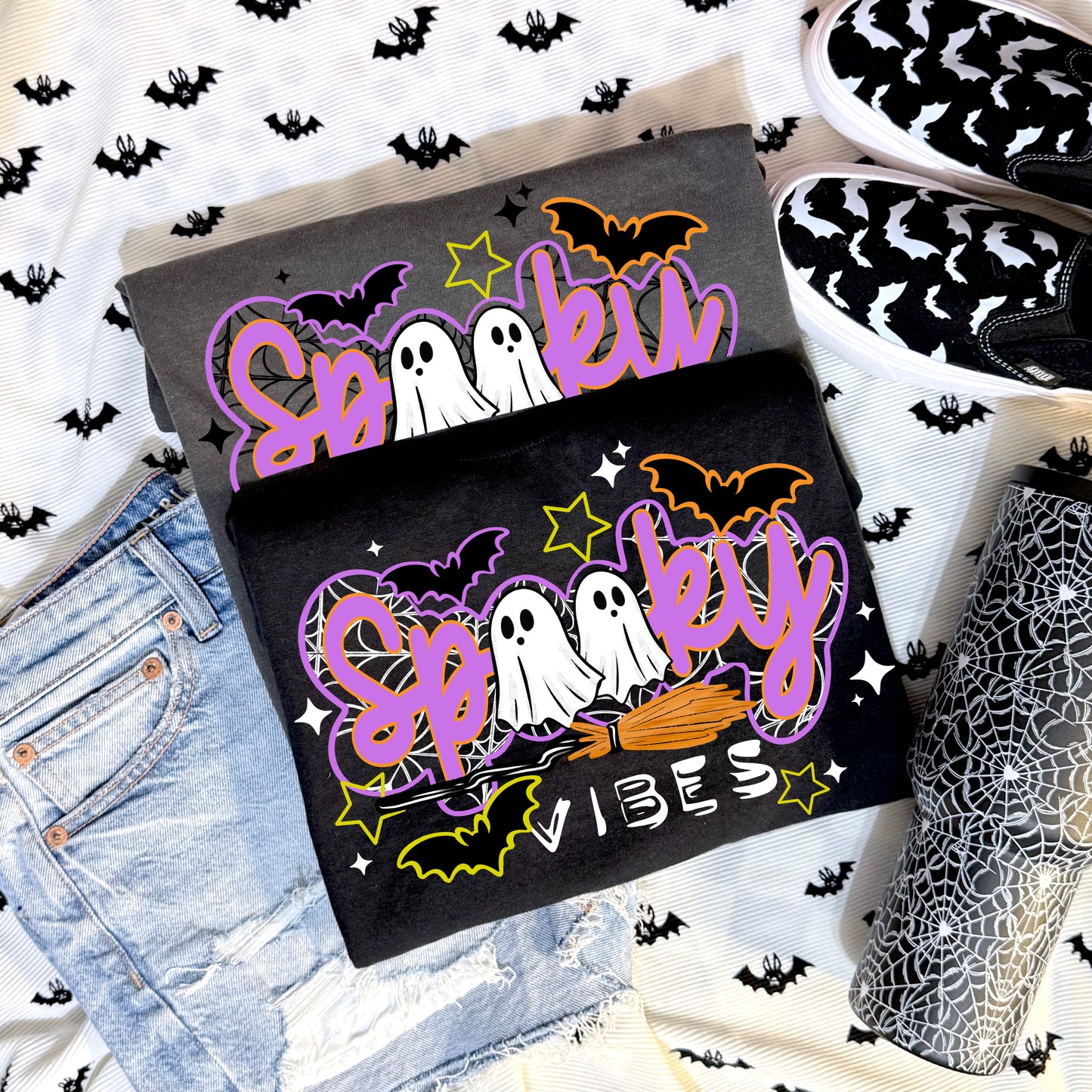 Spooky Vibes Ghosties | Shirt |Sweatshirt | Pullover | Hoodie | Crewneck | Long Sleeves | Fleece | Warmth