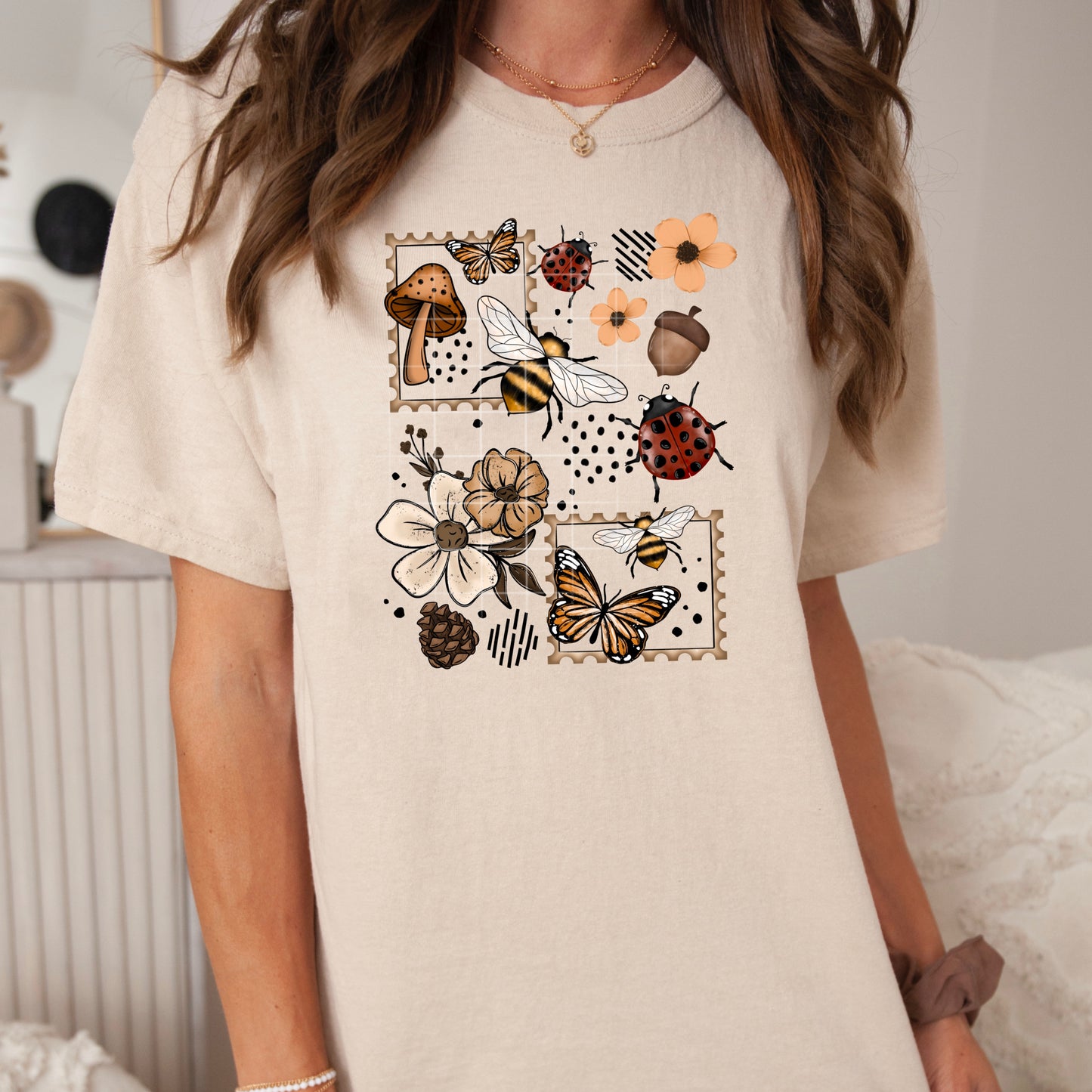 Bee Stamps | Shirt |Sweatshirt | Pullover | Hoodie | Crewneck | Long Sleeves | Fleece | Warmth