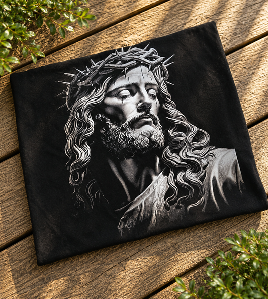 Jesus - Faith T-Shirt – Black | Half Tone | Large | Ready to Ship