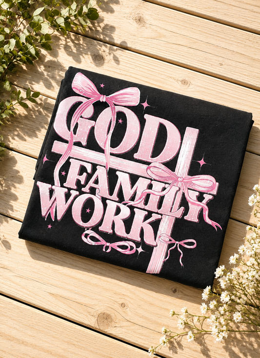 God Family Work Faith T-Shirt – Black | Medium | Ready to Ship