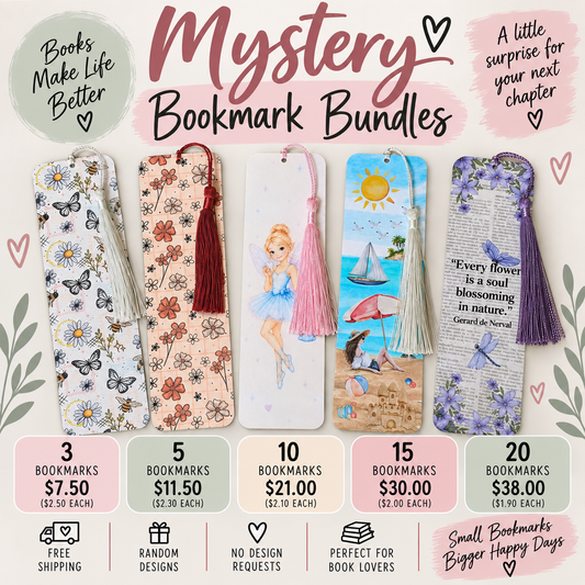 Mystery Bookmark Bundle, Laminated Bookmarks, Random Bookmark Pack, Book Lover Gift, Reader Gift, Bookish Gift, Free Shipping