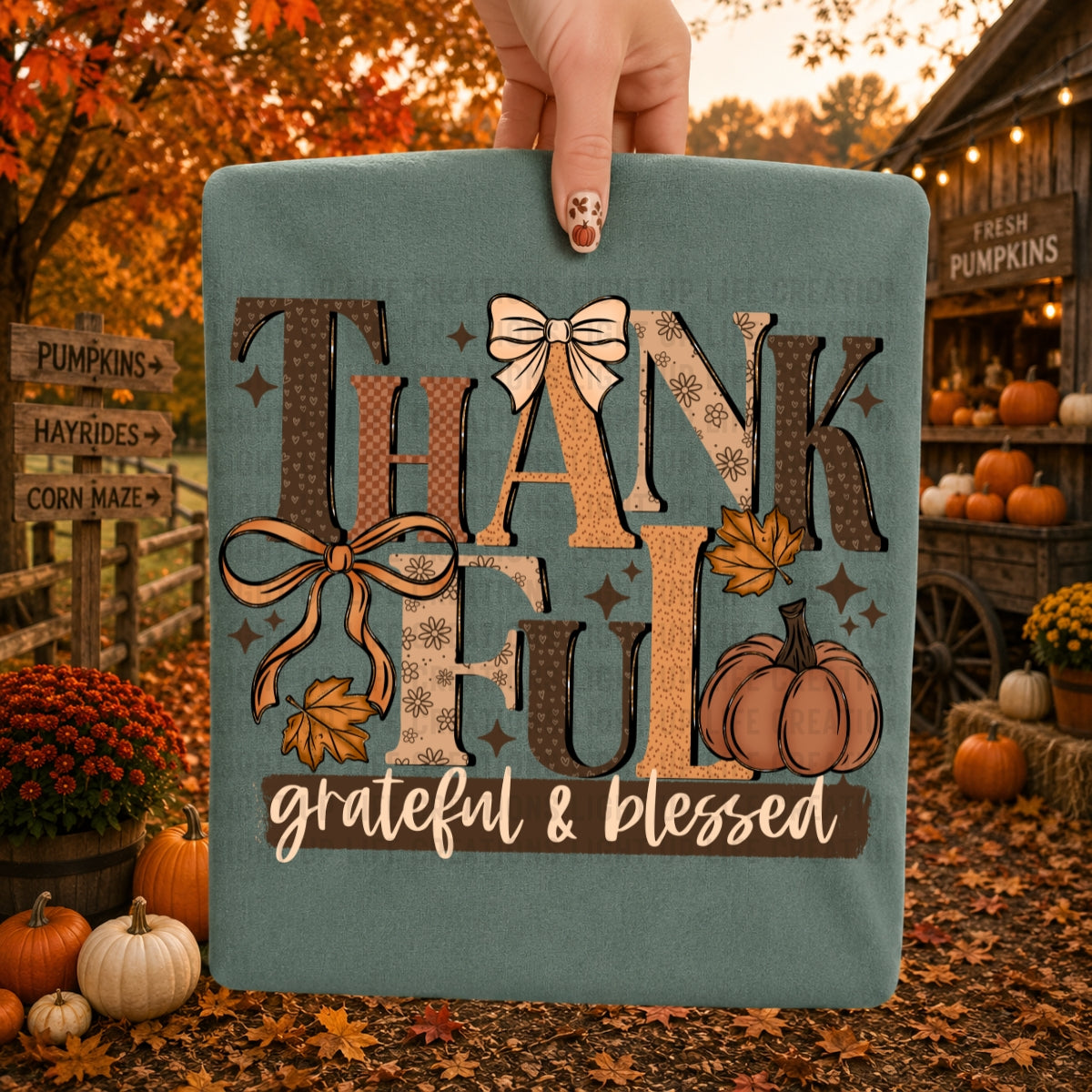Thankful Grateful and Blessed | Shirt |Sweatshirt | Pullover | Hoodie | Crewneck | Long Sleeves | Fleece | Warmth